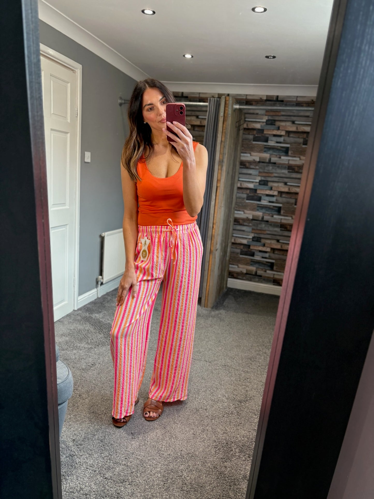 Wide Leg Trousers - Bright Stripe