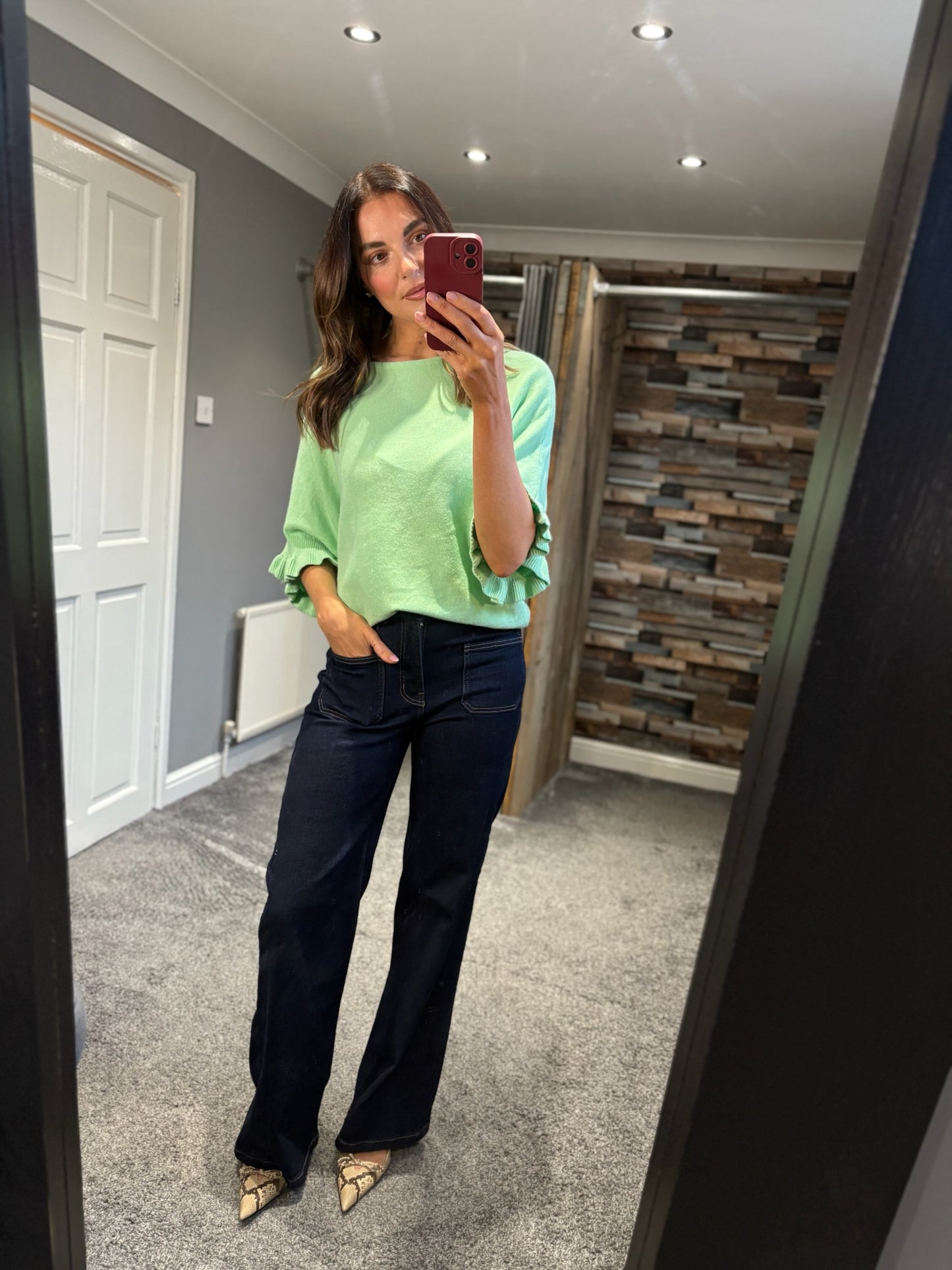 Pastel Frill Sleeve Drape Jumper