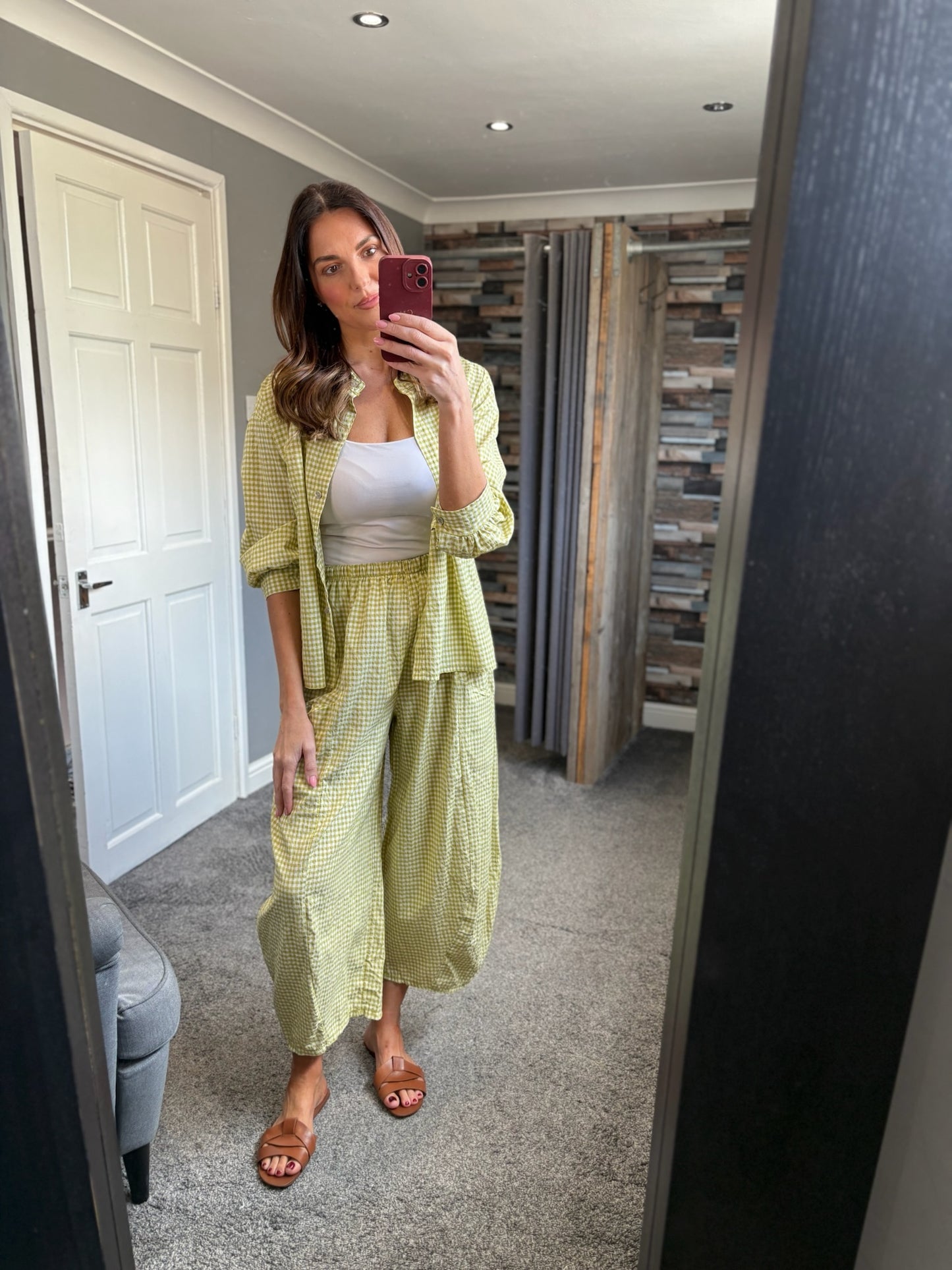 Gingham Barrel Trousers