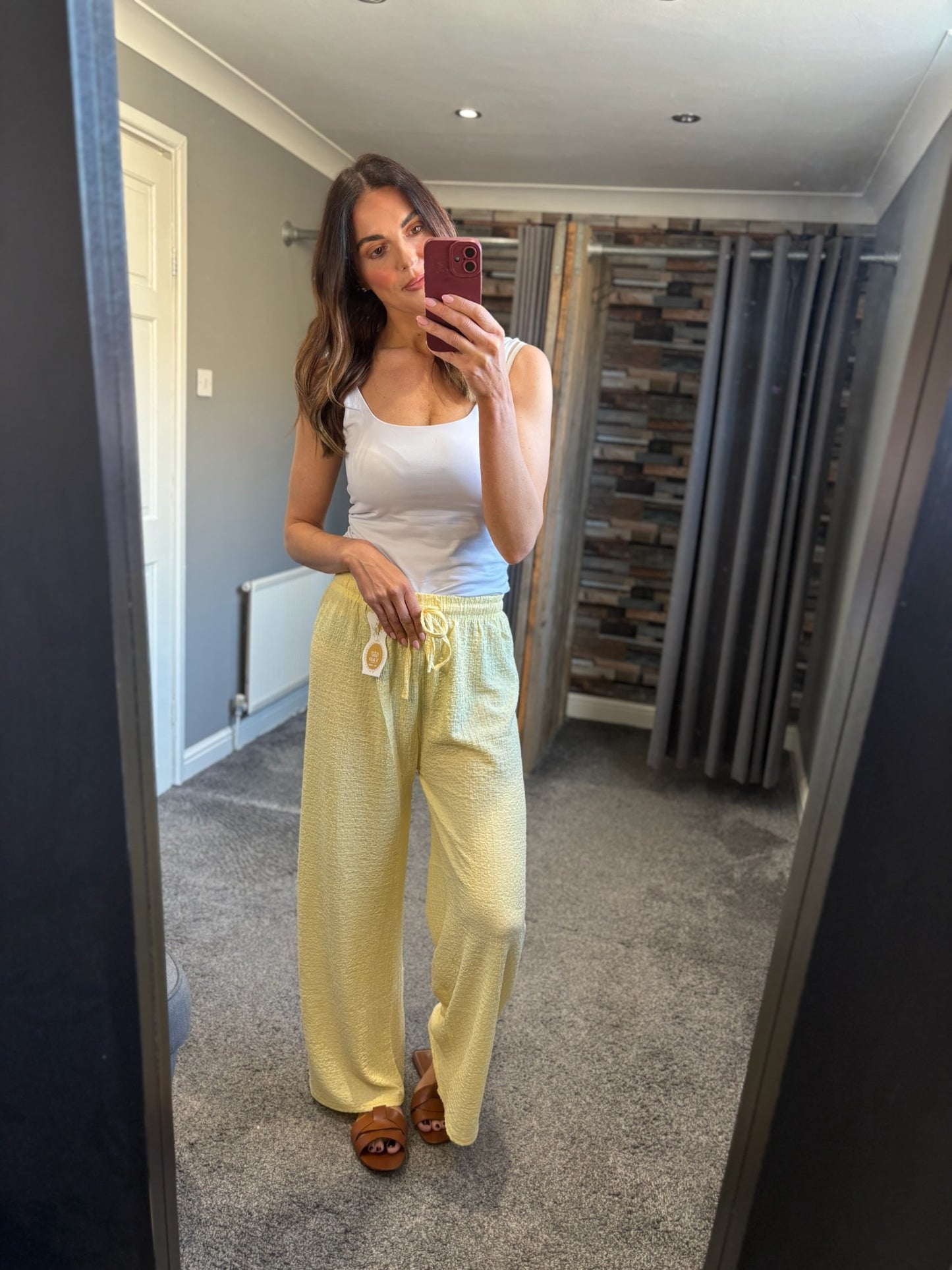Wide Leg Trousers - Crinkle