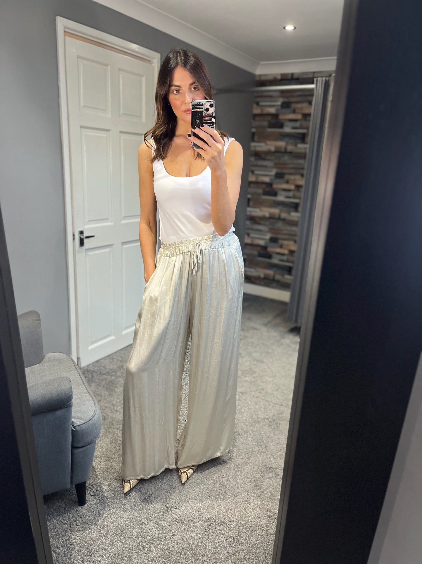 Satin Wide Leg Trousers