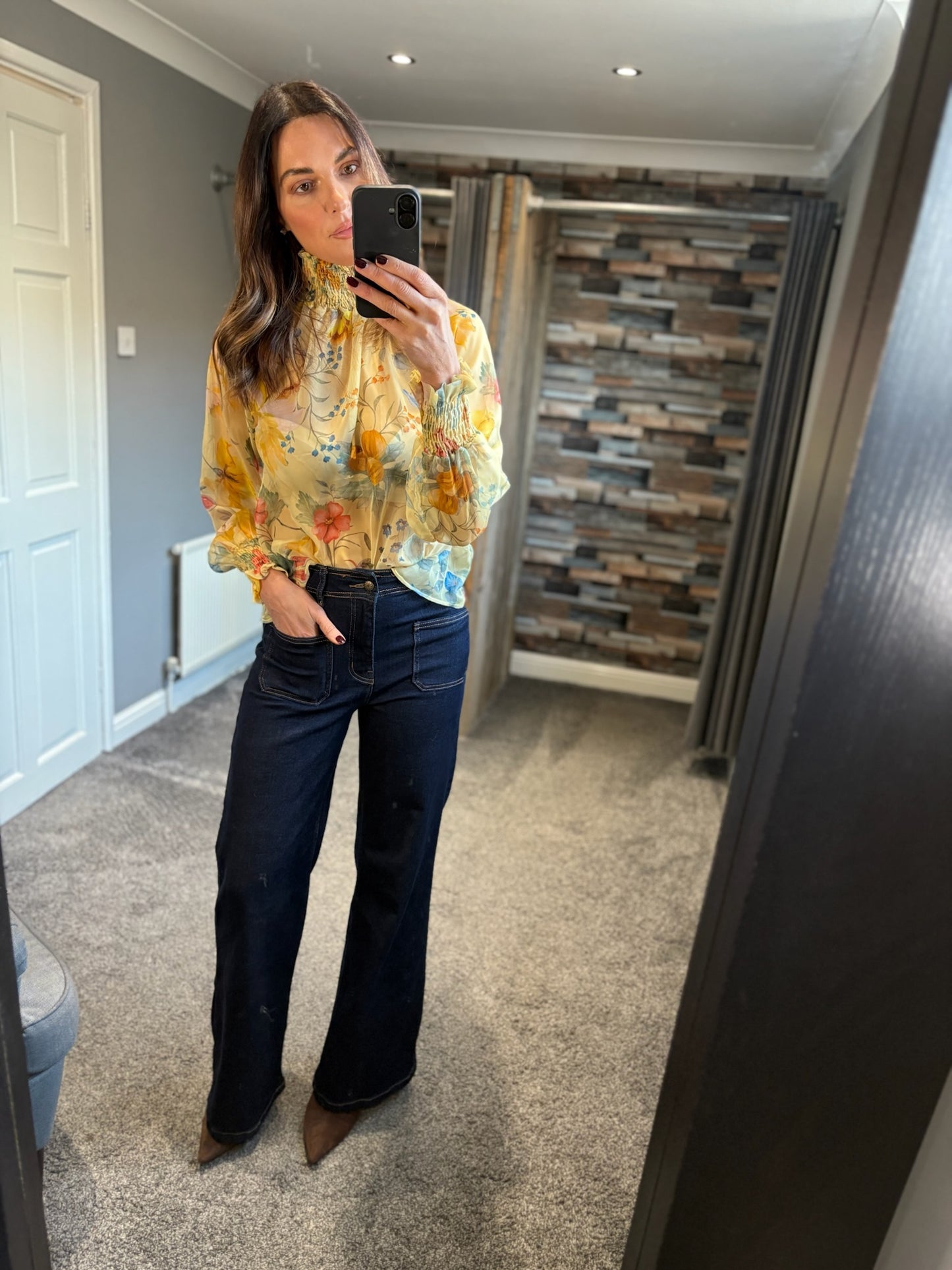 Floral Brights High Neck Blouse