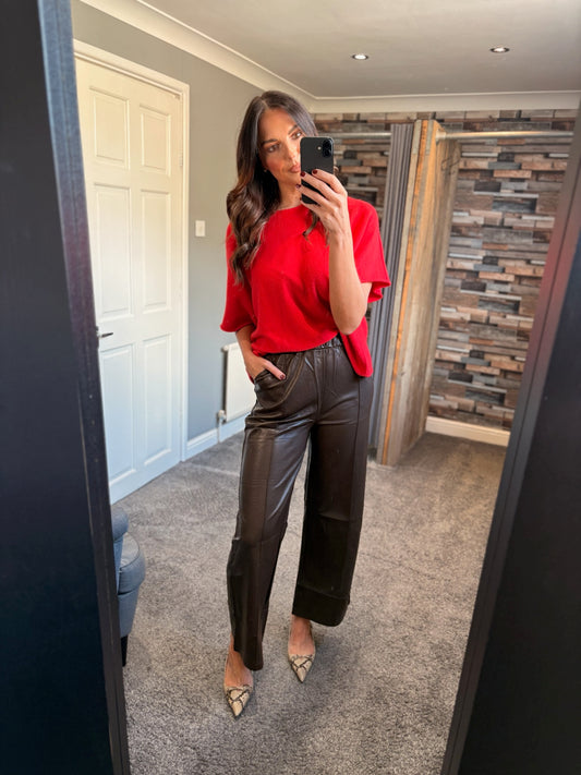 PU Wide Leg Trousers