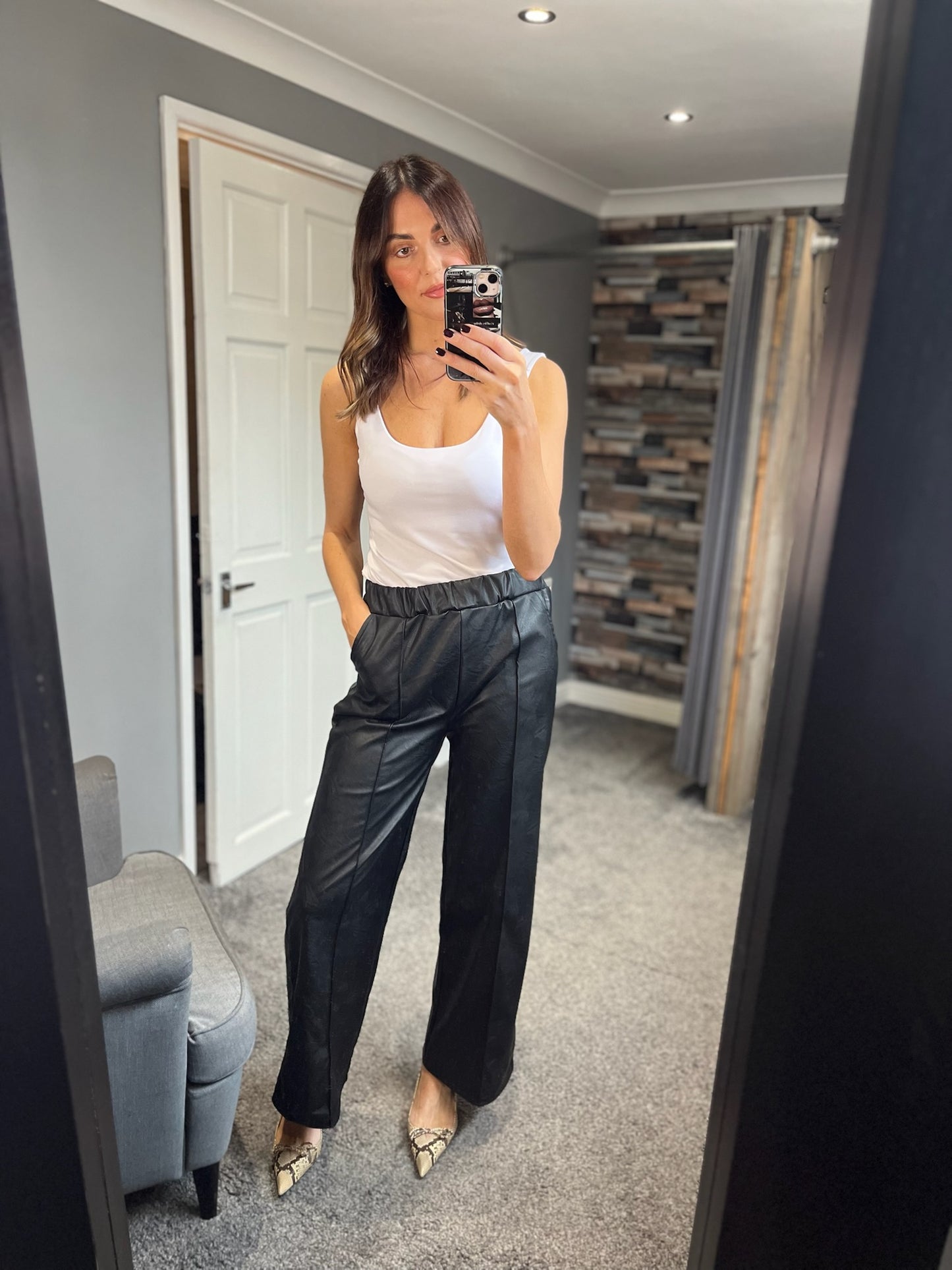 PU Wide Leg Trousers