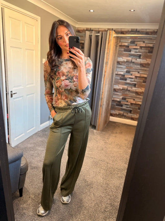 Autumn Floral Mesh Top