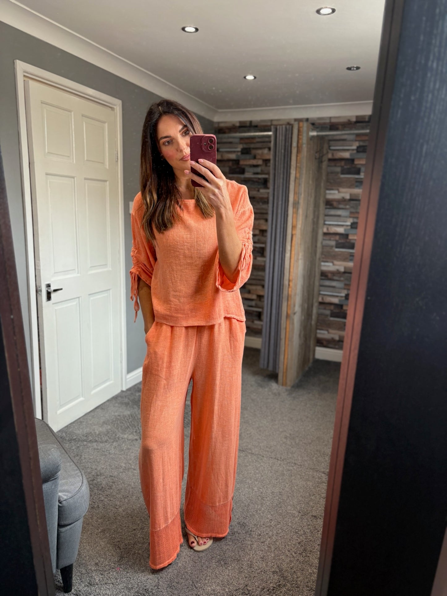 Linen Ruched Sleeve Top