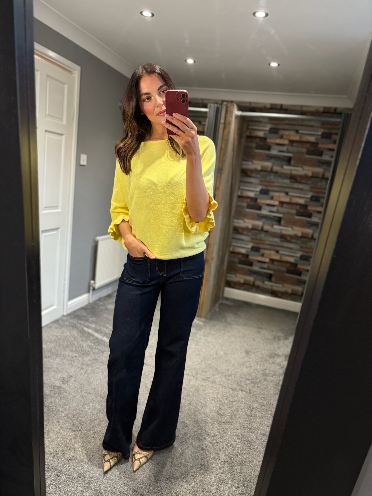 Pastel Frill Sleeve Drape Jumper