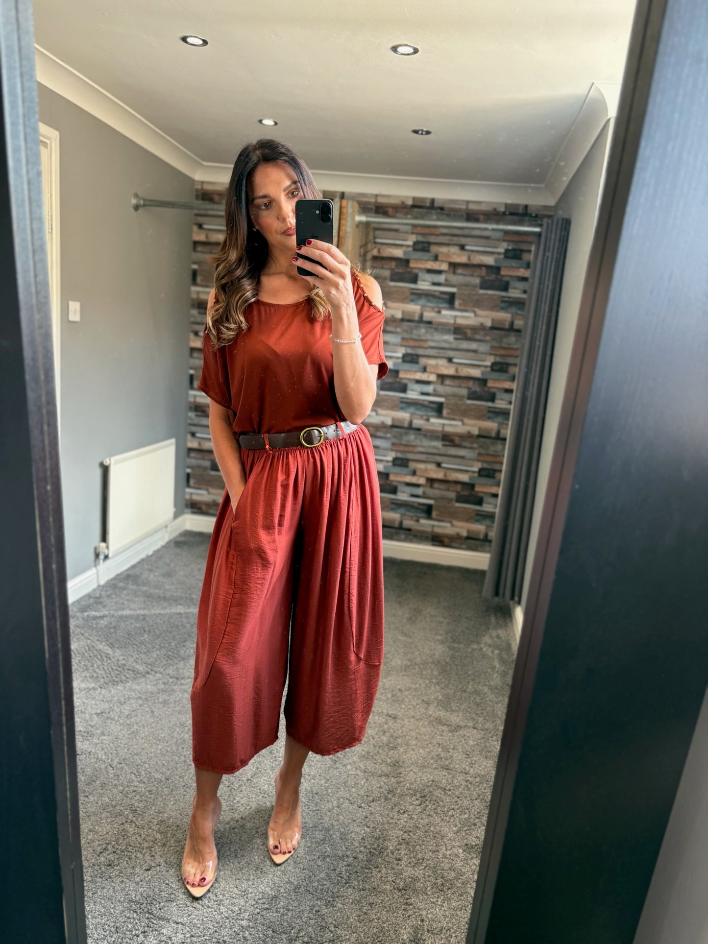 Belted Wide Leg Crop Trouser