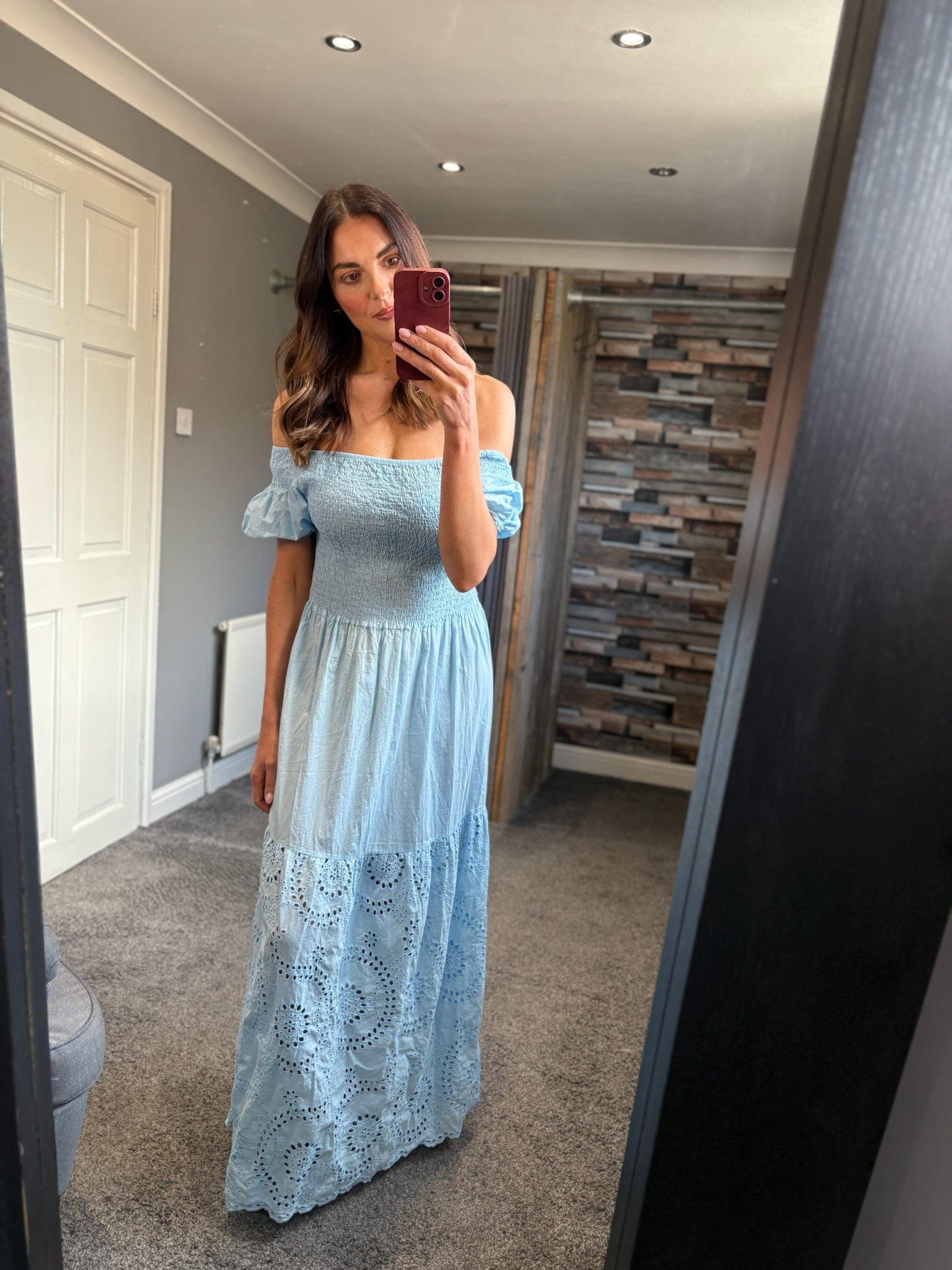 Bardot Shirred Dress