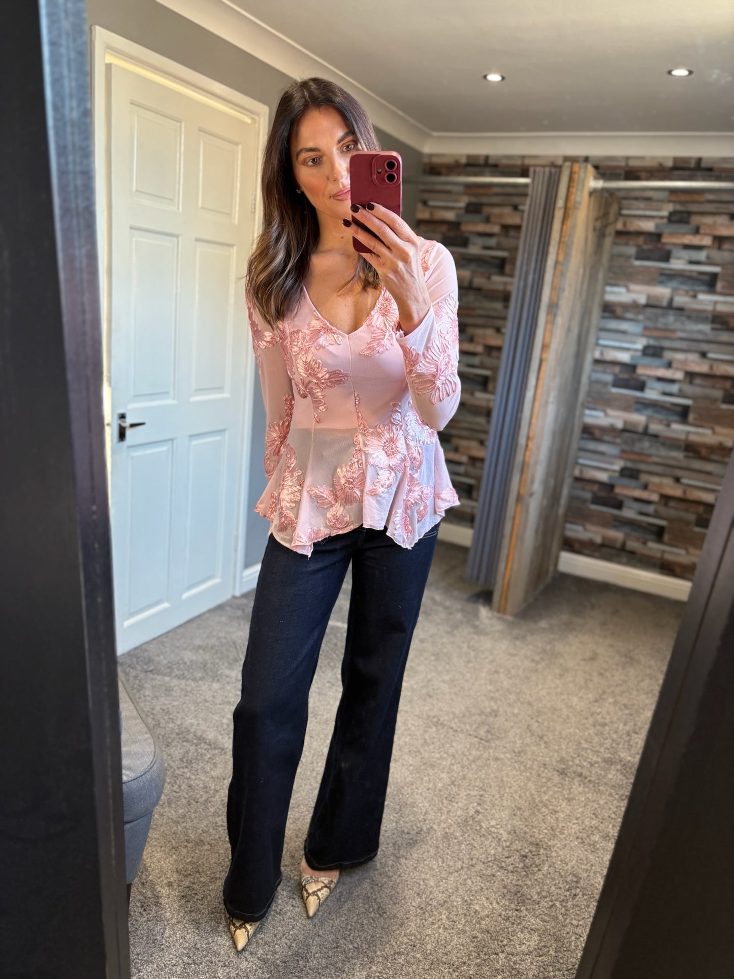 Embroidered Peplum Top