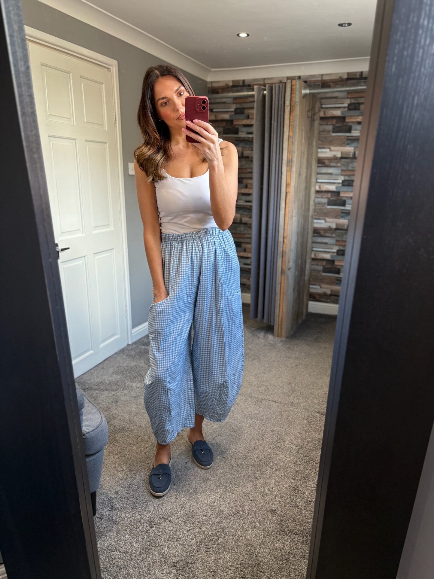 Gingham Barrel Trousers