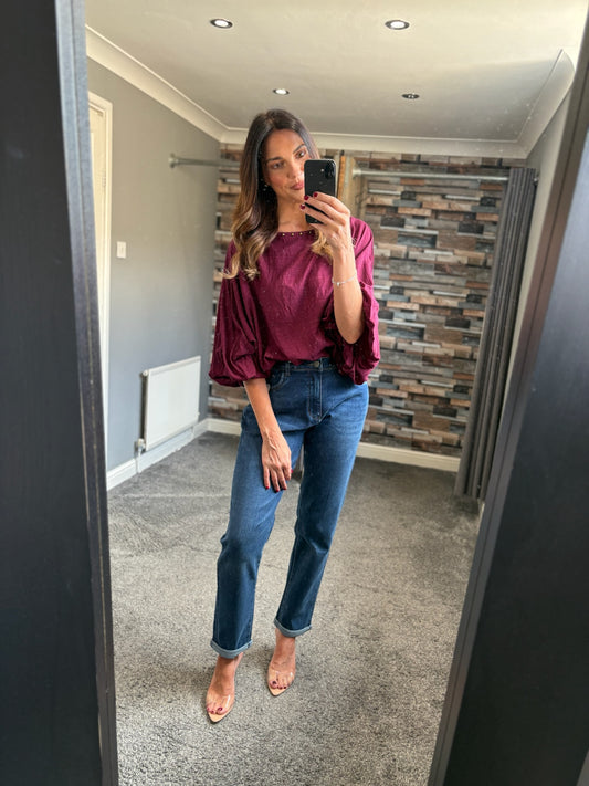 Studded Batwing Blouse