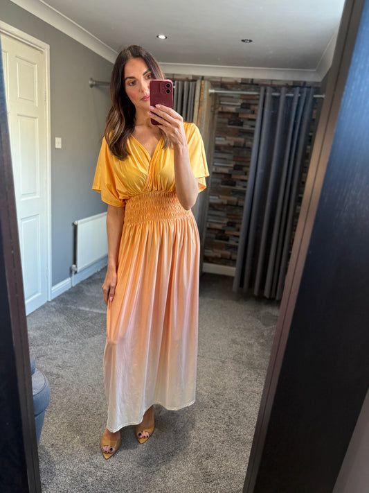 Ombre Crossover Slinky Maxi Dress