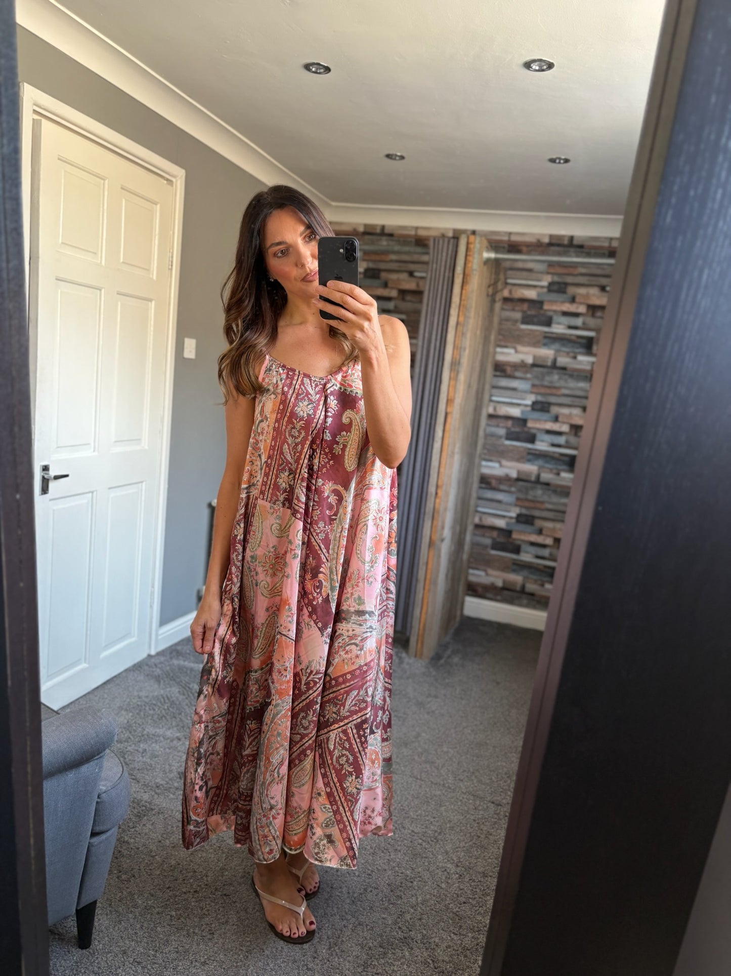 Paisley Satin Slip Dress