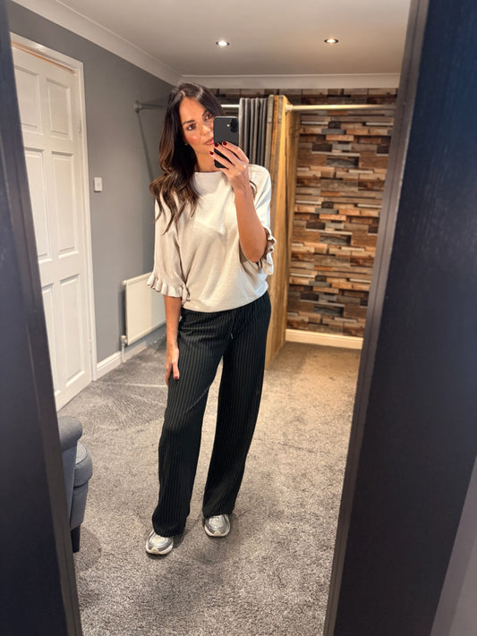 Wide Leg Trousers - Stripe