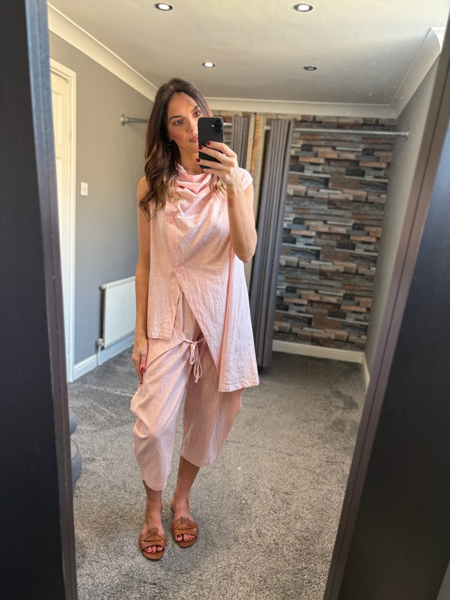 Linen Cowl Neck Sleeveless Jacket