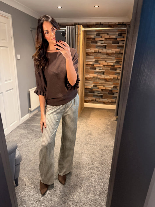 Wide Leg Trousers - Stripe
