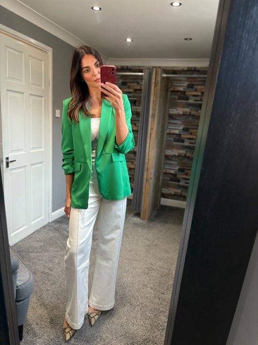 Ruched Sleeve Blazer - Paddy’s Green