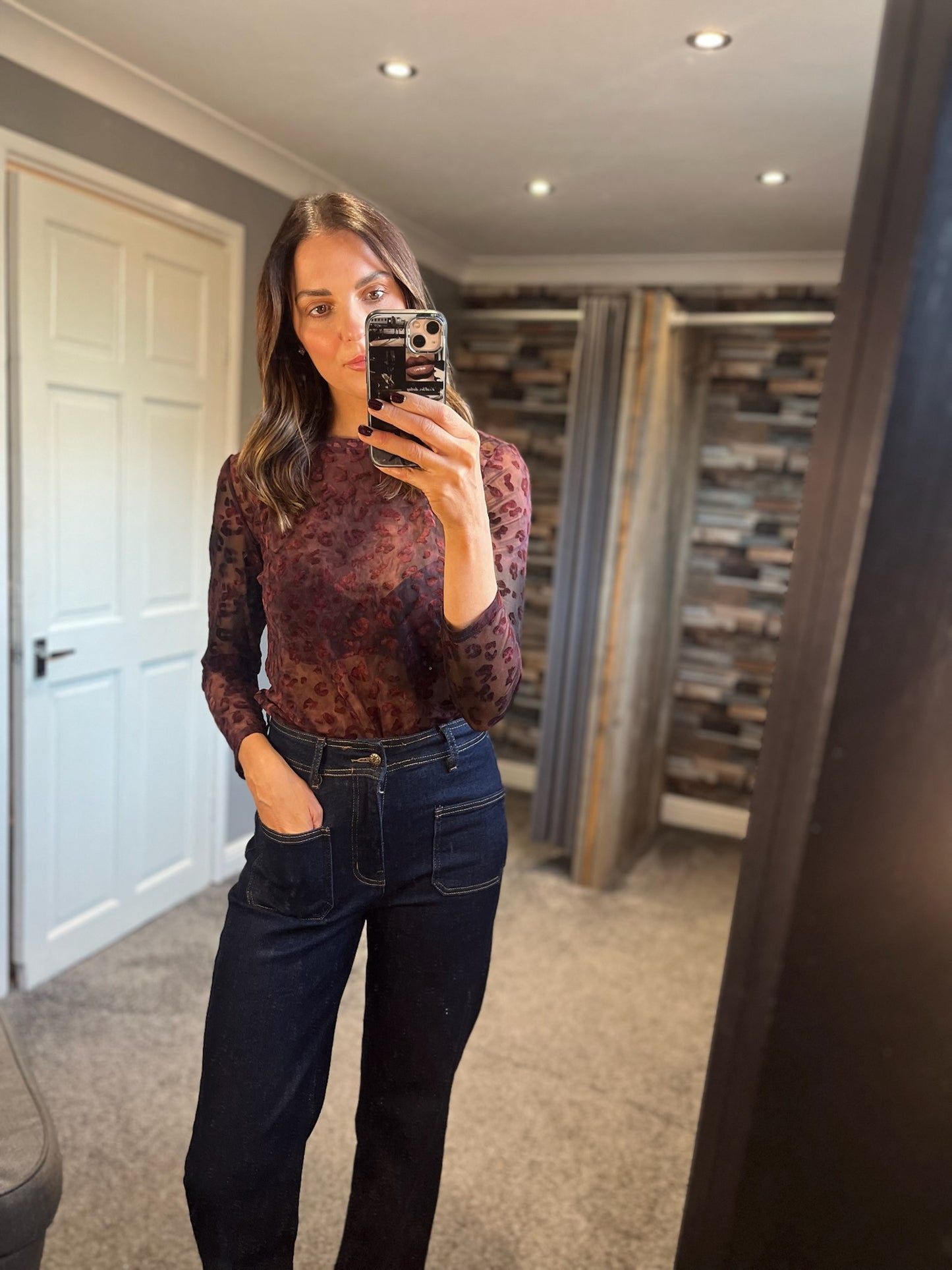 Leopard Velour Mesh Top