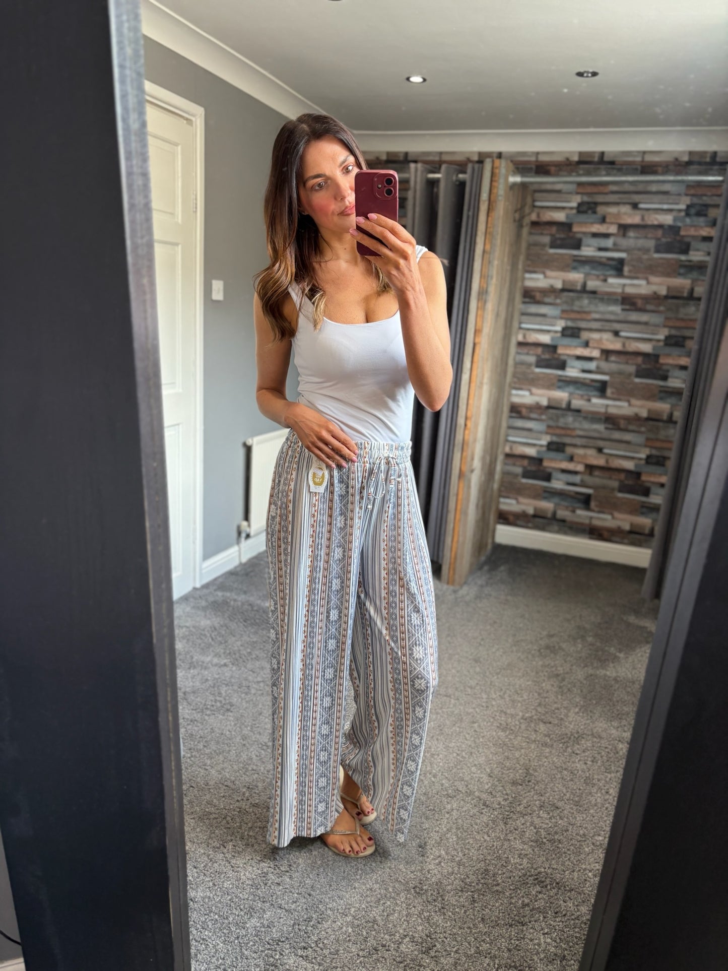 Wide Leg Trousers - Aztec Stripe