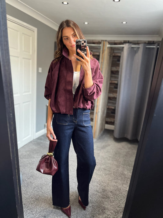 Zara inspired Suede Bubble Jacket - Plum