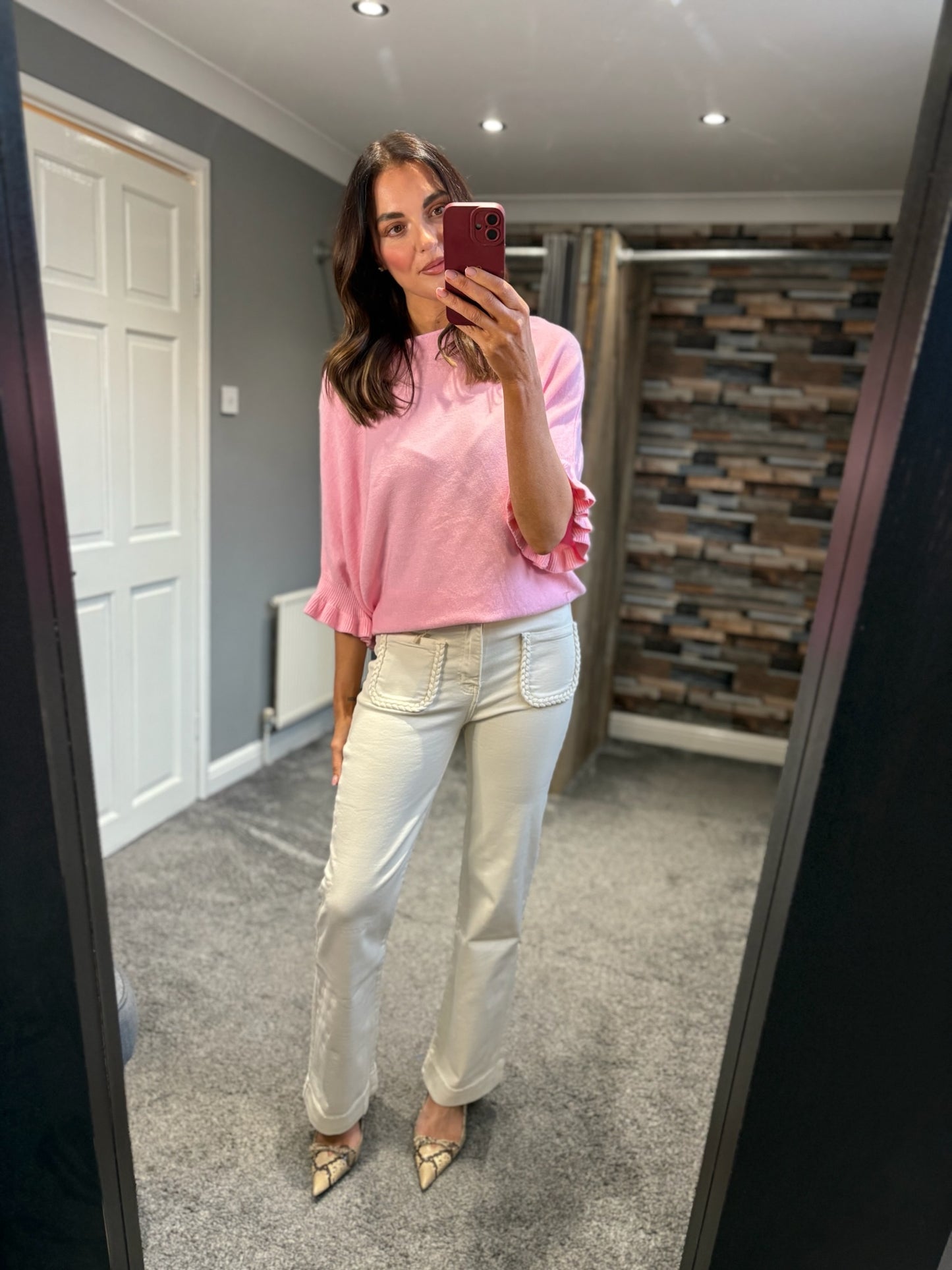 Pastel Frill Sleeve Drape Jumper