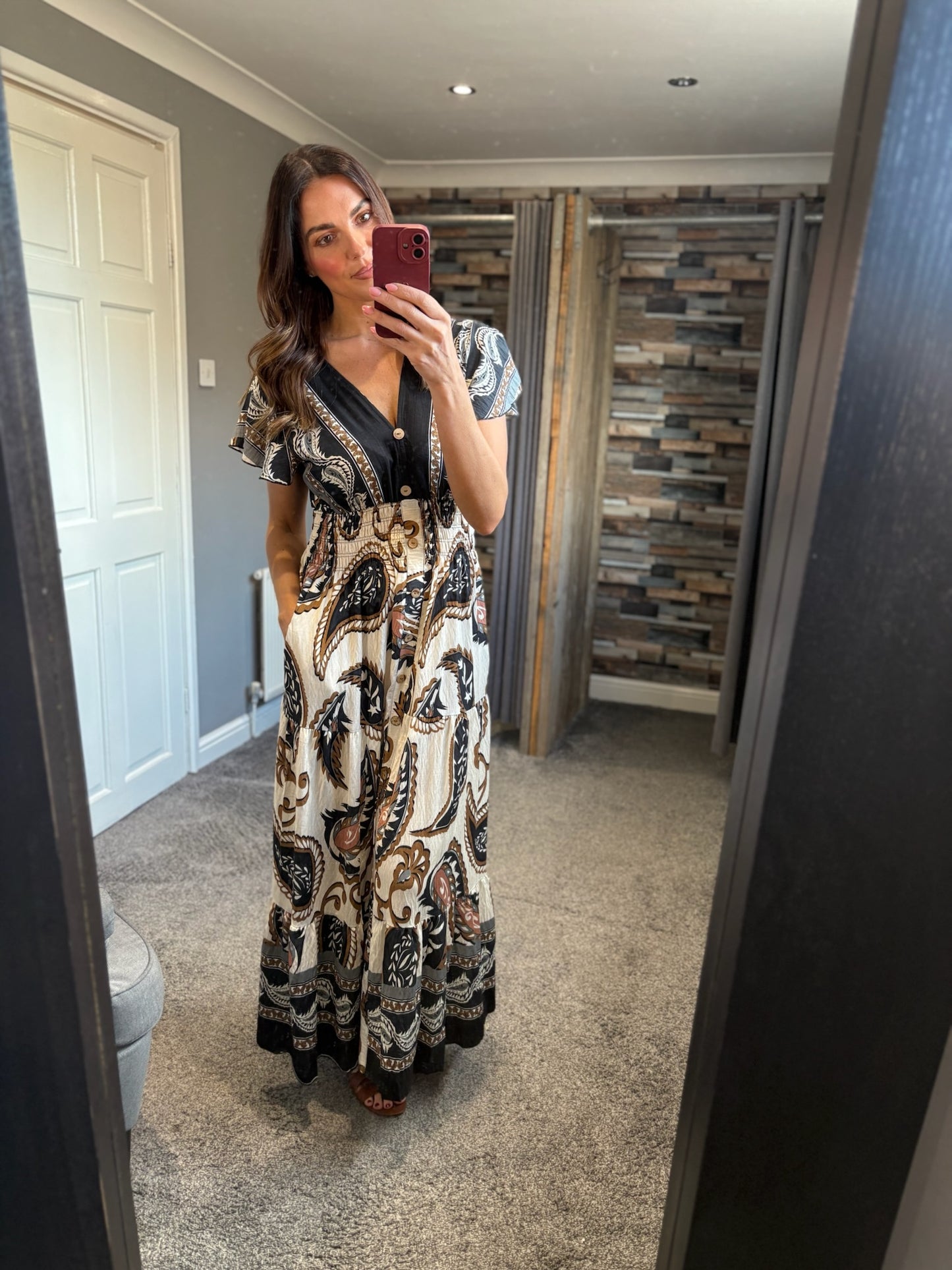Paisley V Neck Maxi Dress