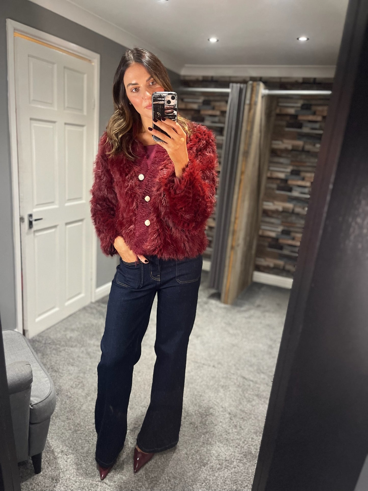 Fur Jacket/Cardigan - Wine