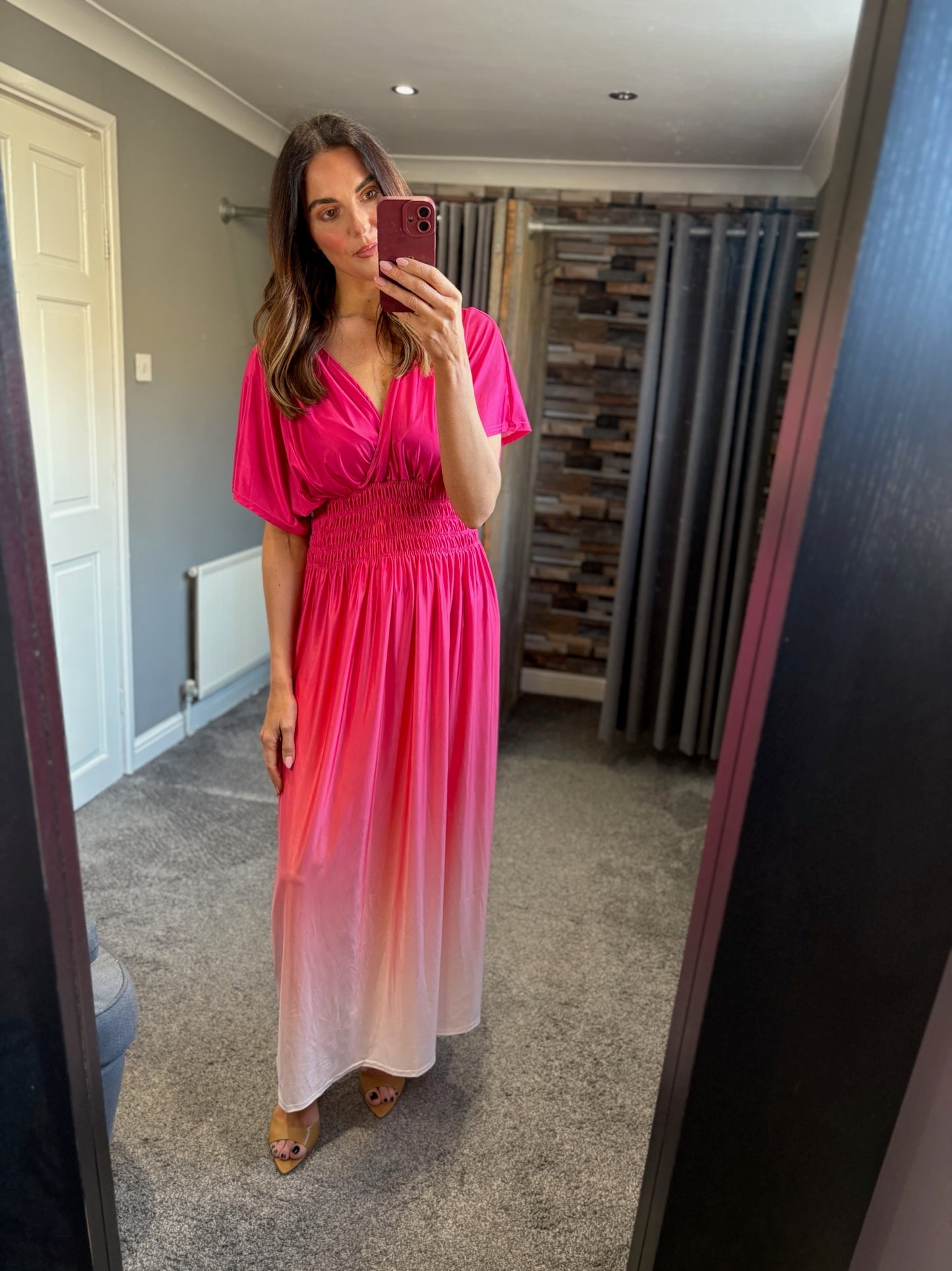 Ombre Crossover Slinky Maxi Dress