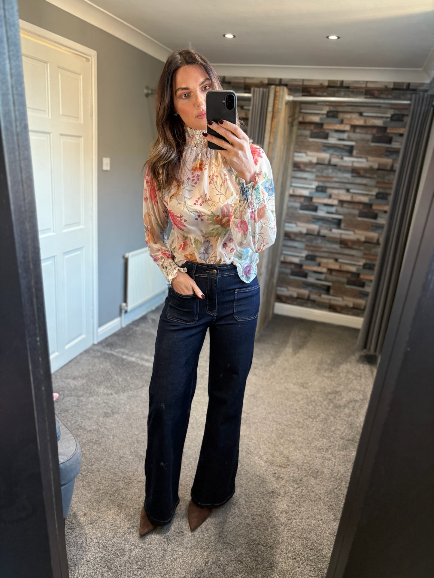 Floral Brights High Neck Blouse