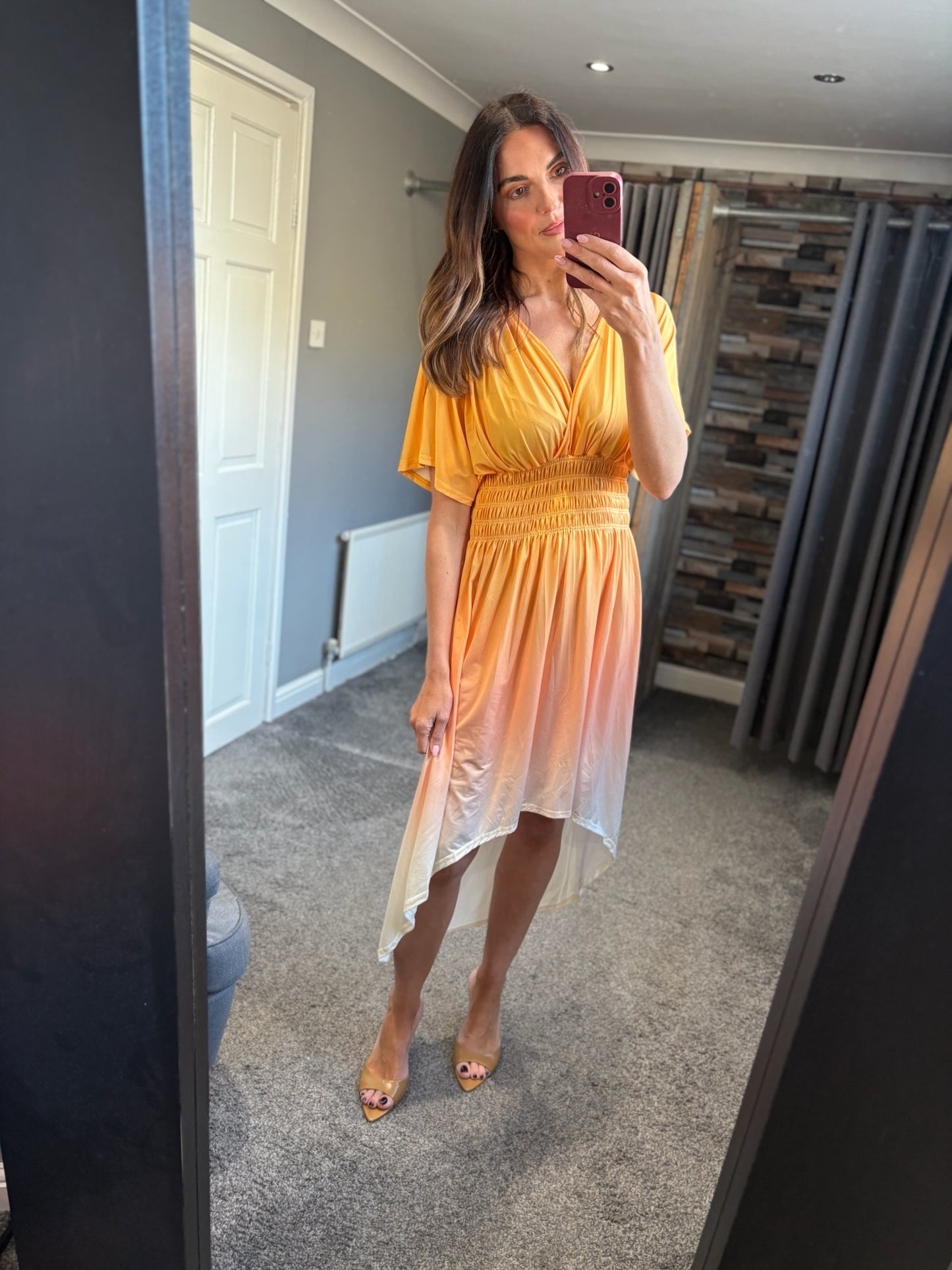 Ombre Crossover Slinky HiLo Dress