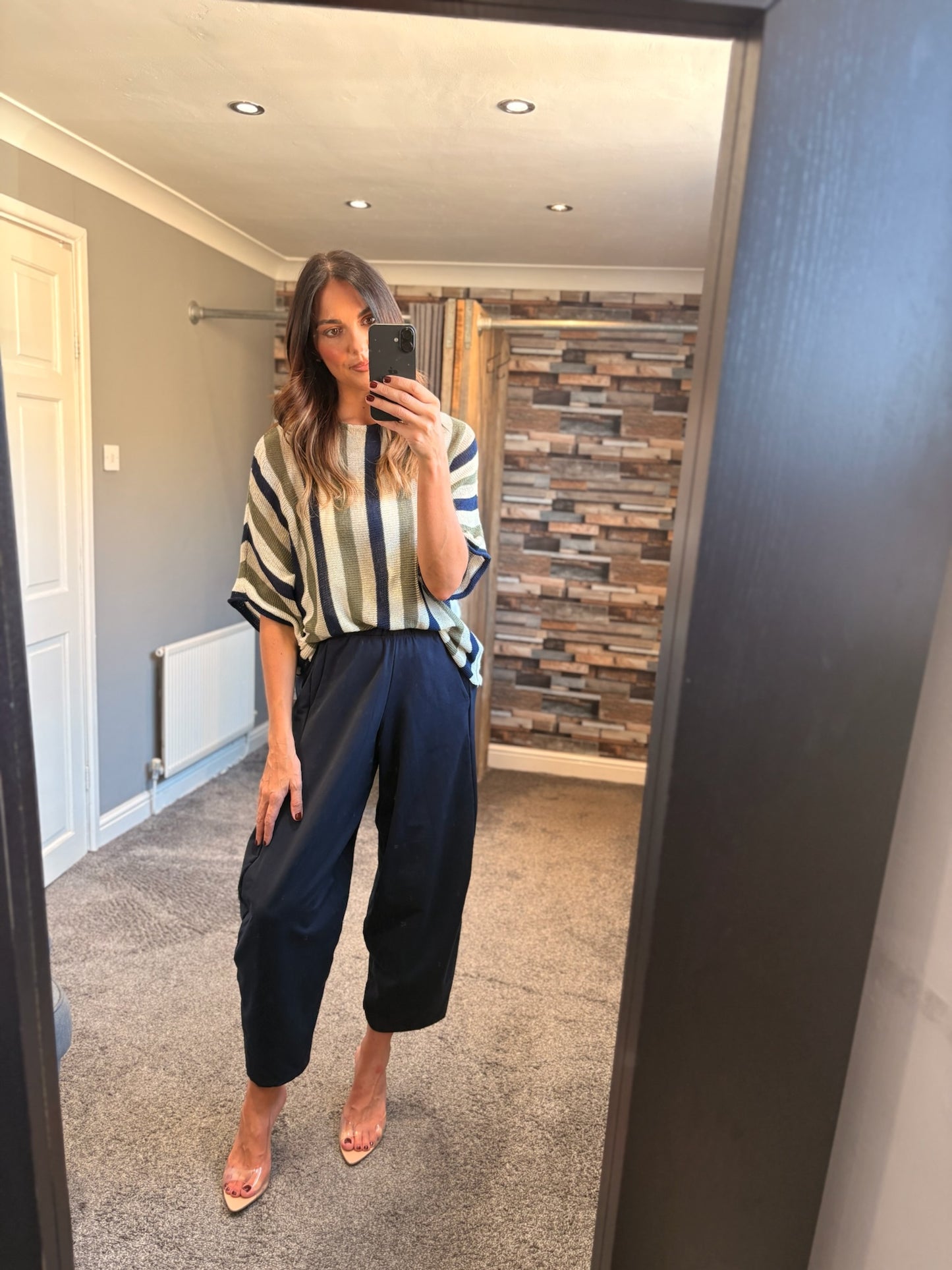 Stripe Fine Knit Drape Top