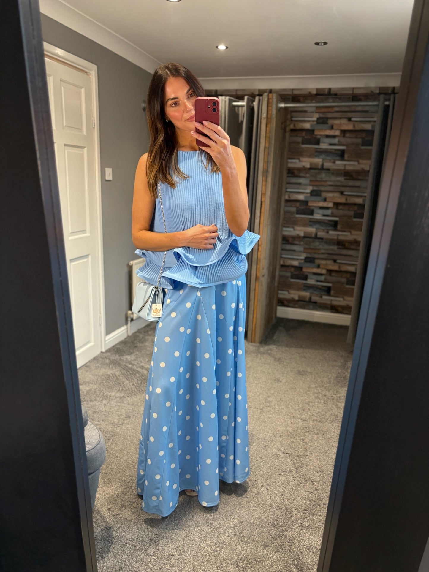 Wide Leg Belted Palazzo Trousers - Spotty