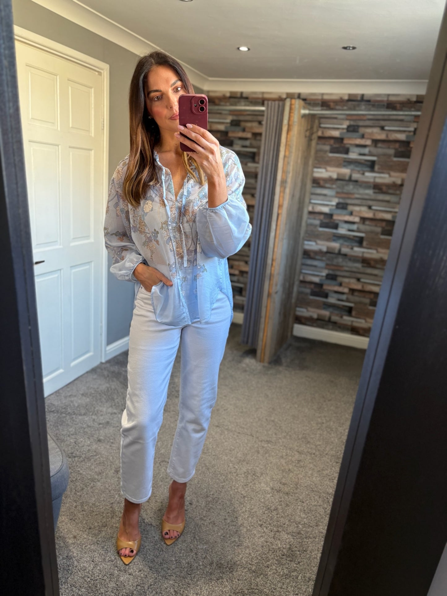 Sheer Floral Tie Shirt
