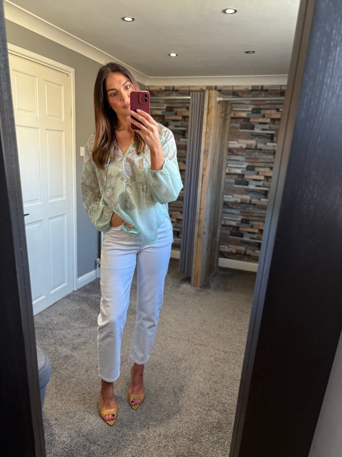Sheer Floral Tie Shirt