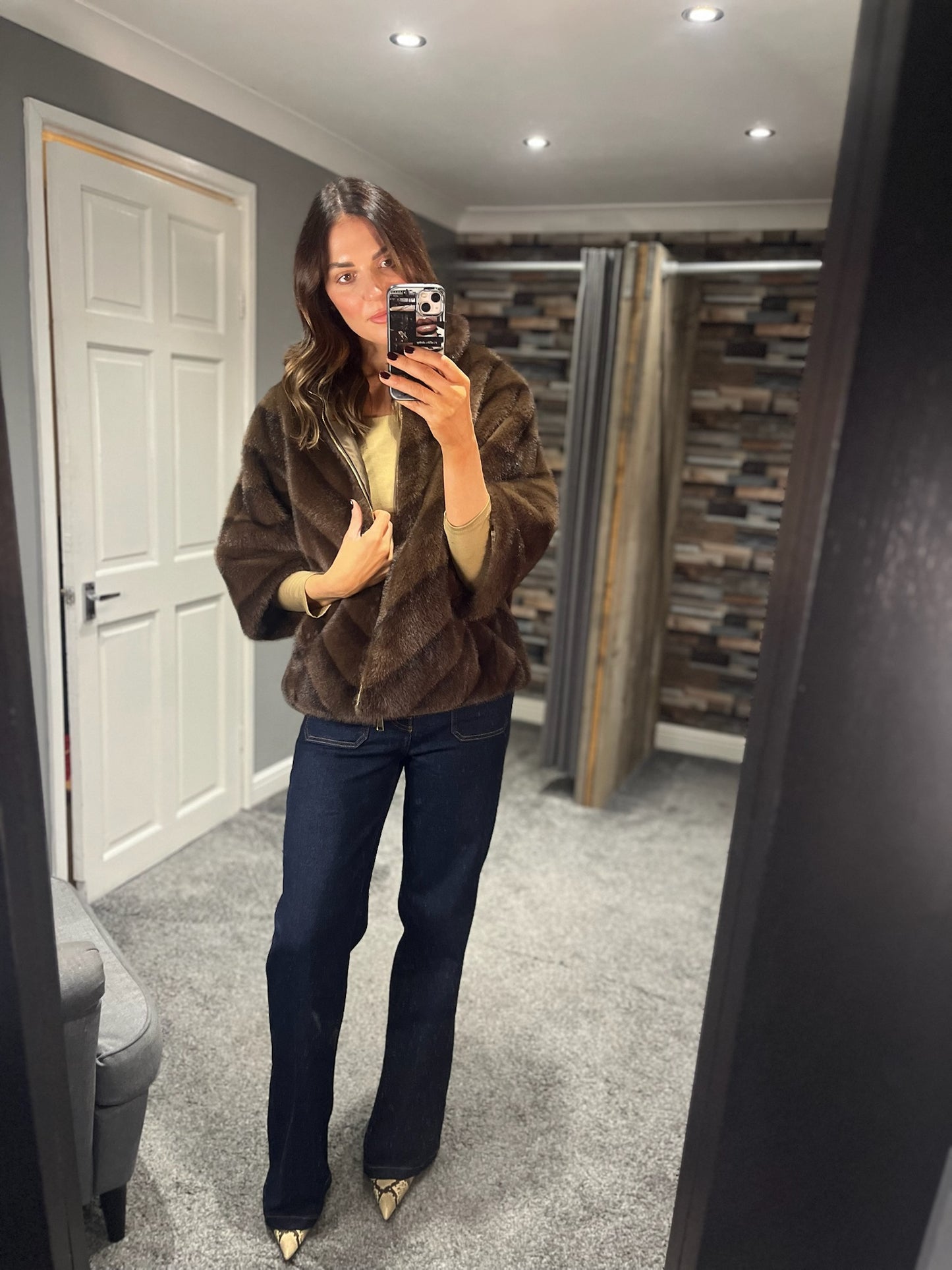 MaxMara inspired Fur Jacket - Chocolate