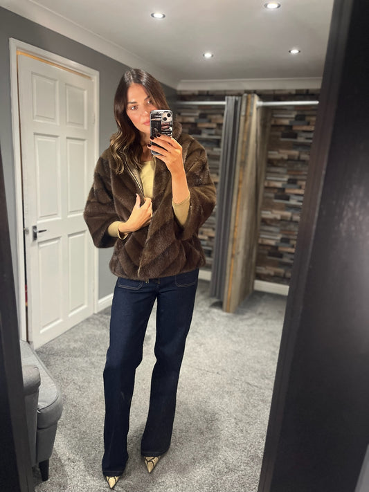 MaxMara inspired Fur Jacket - Chocolate