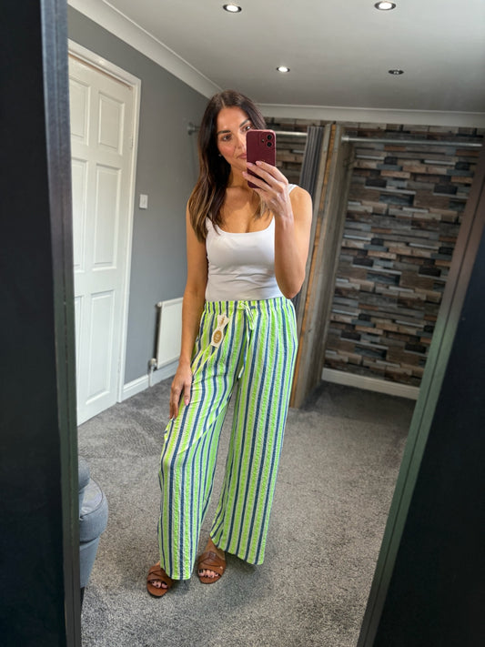 Wide Leg Trousers - Bright Stripe