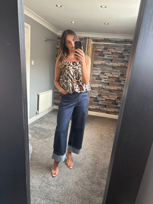 Animal Print Bubble Hem Cami