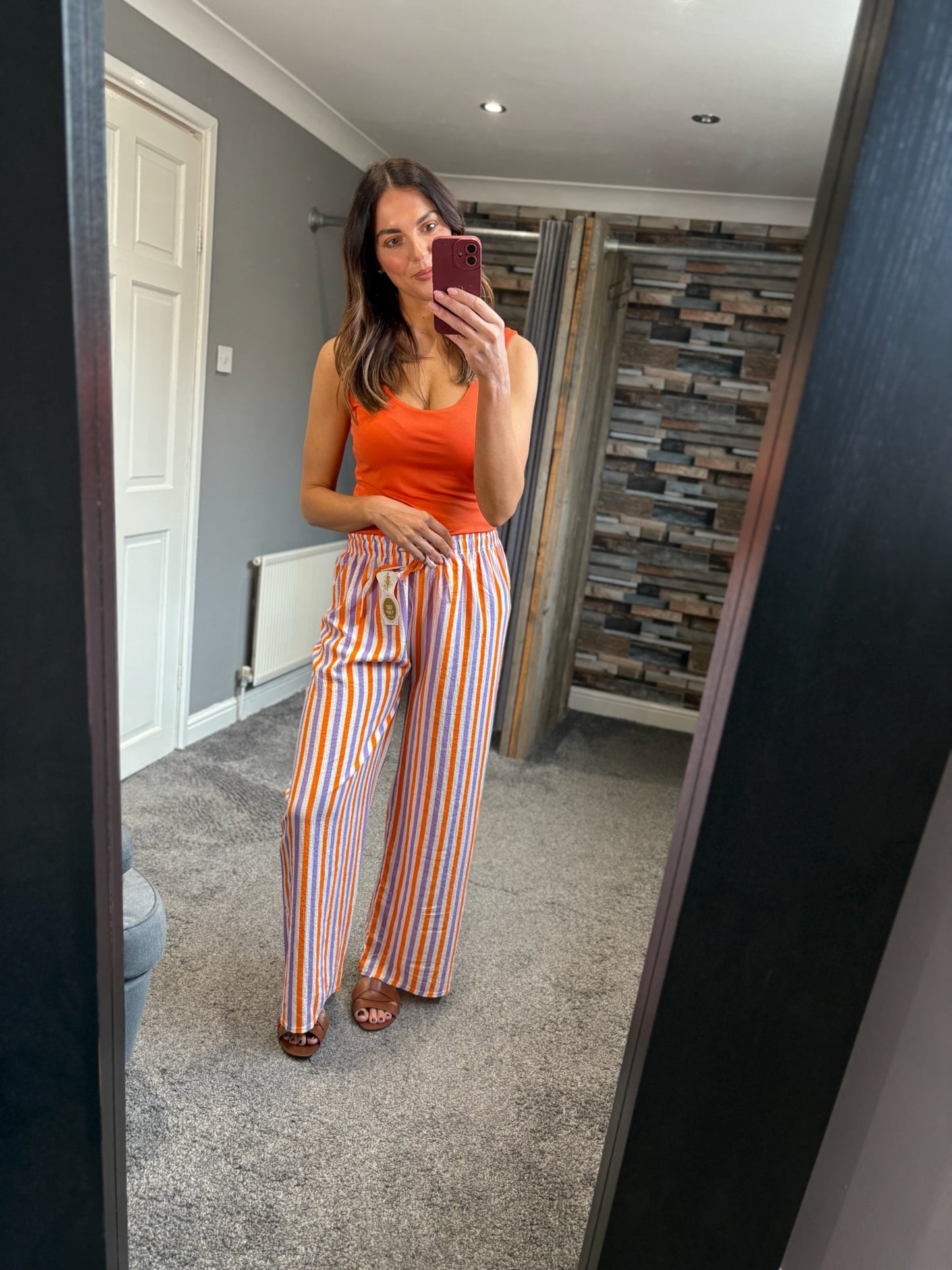 Wide Leg Trousers - Bright Stripe