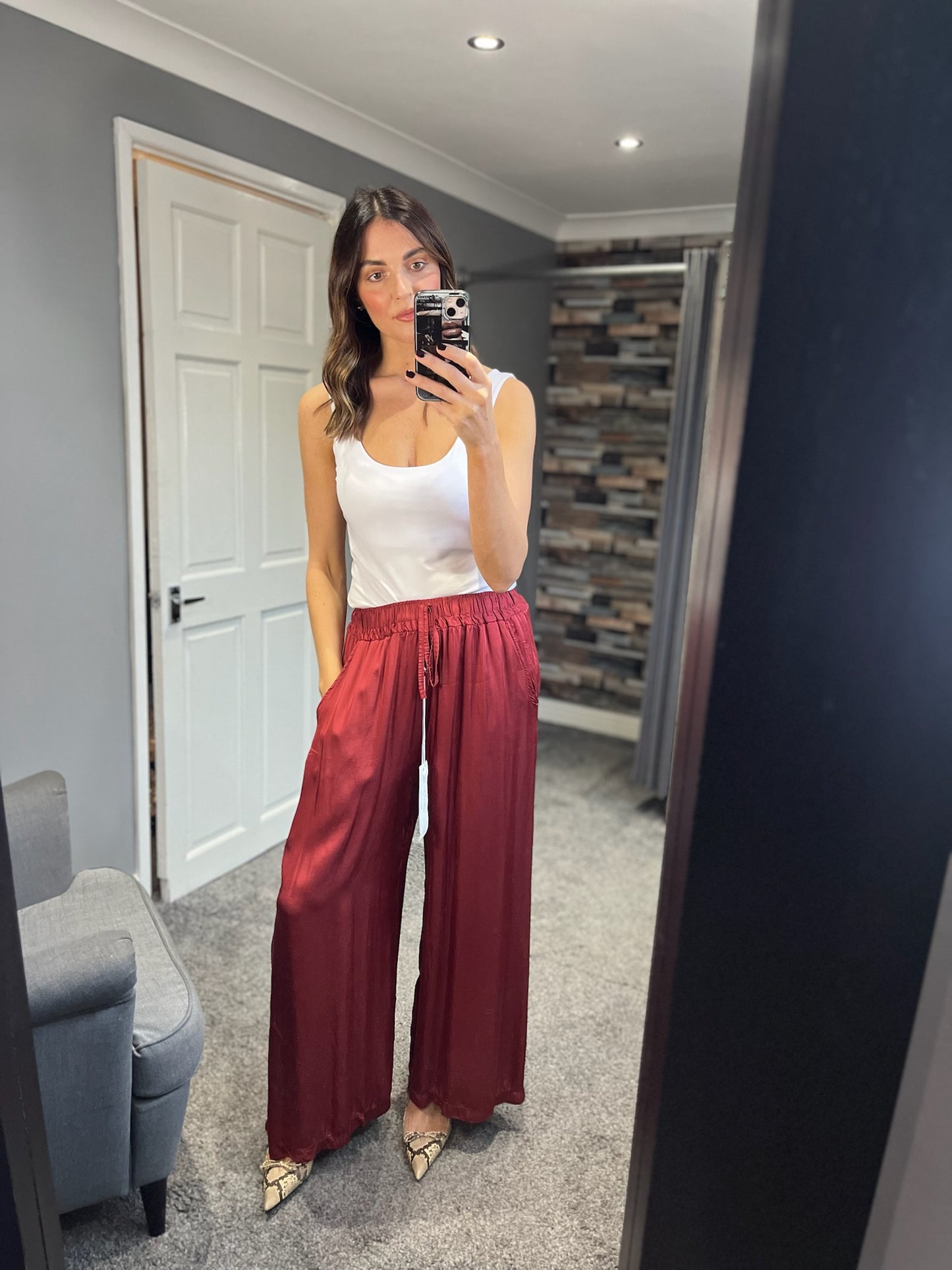 Satin Wide Leg Trousers