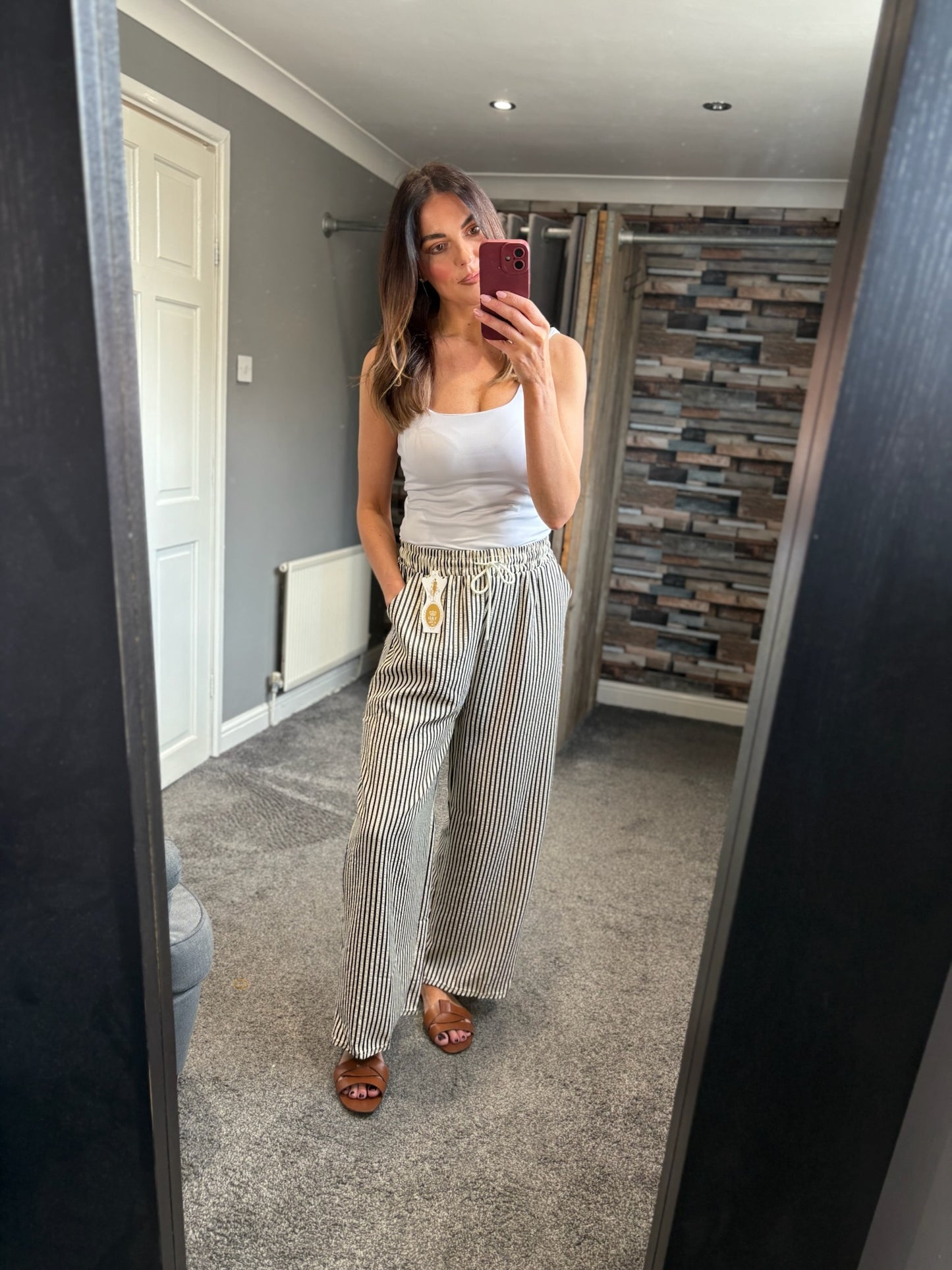 Wide Leg Trousers - Stripe