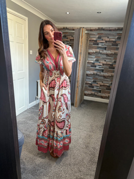 Paisley V Neck Maxi Dress