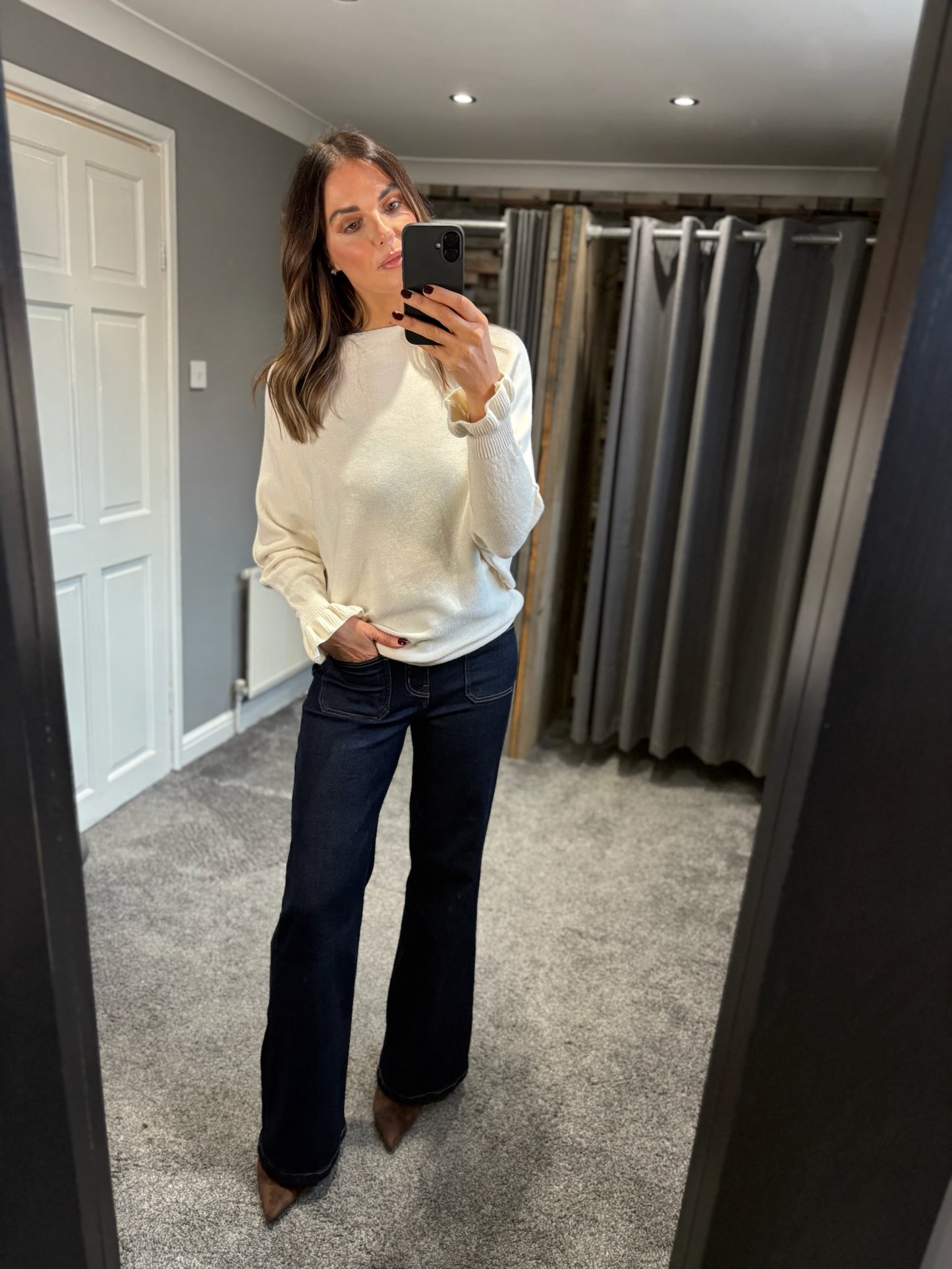 Frill Sleeve Drape Jumper