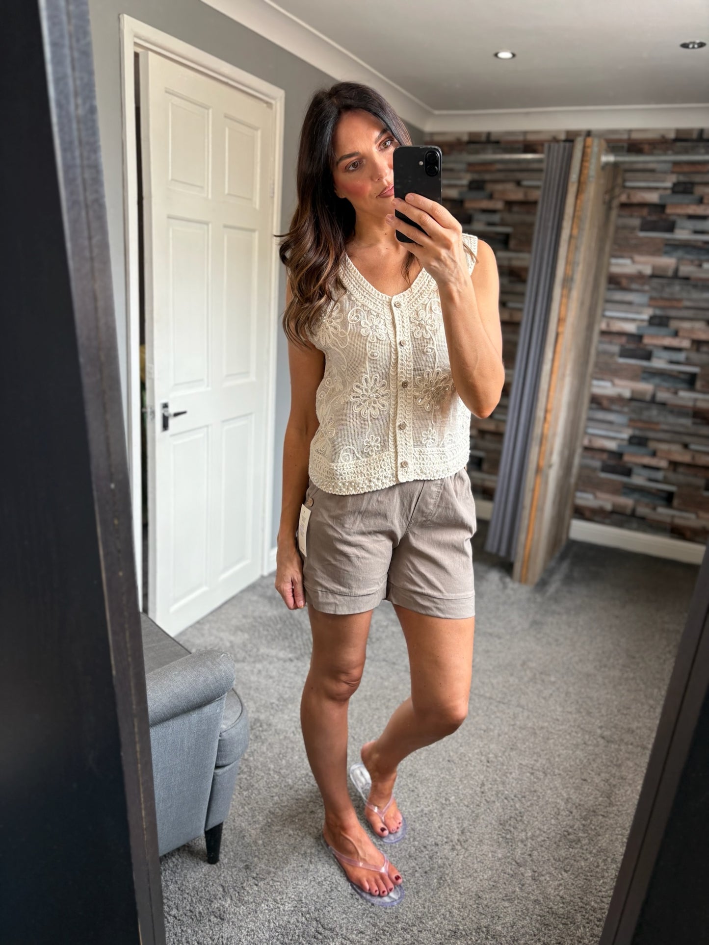 Crochet Sequin Detail Vest