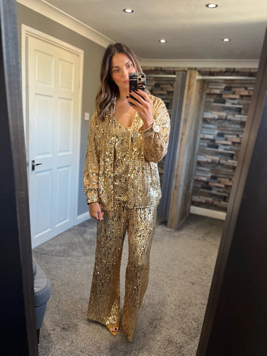 Sequin Overshirt - Gold