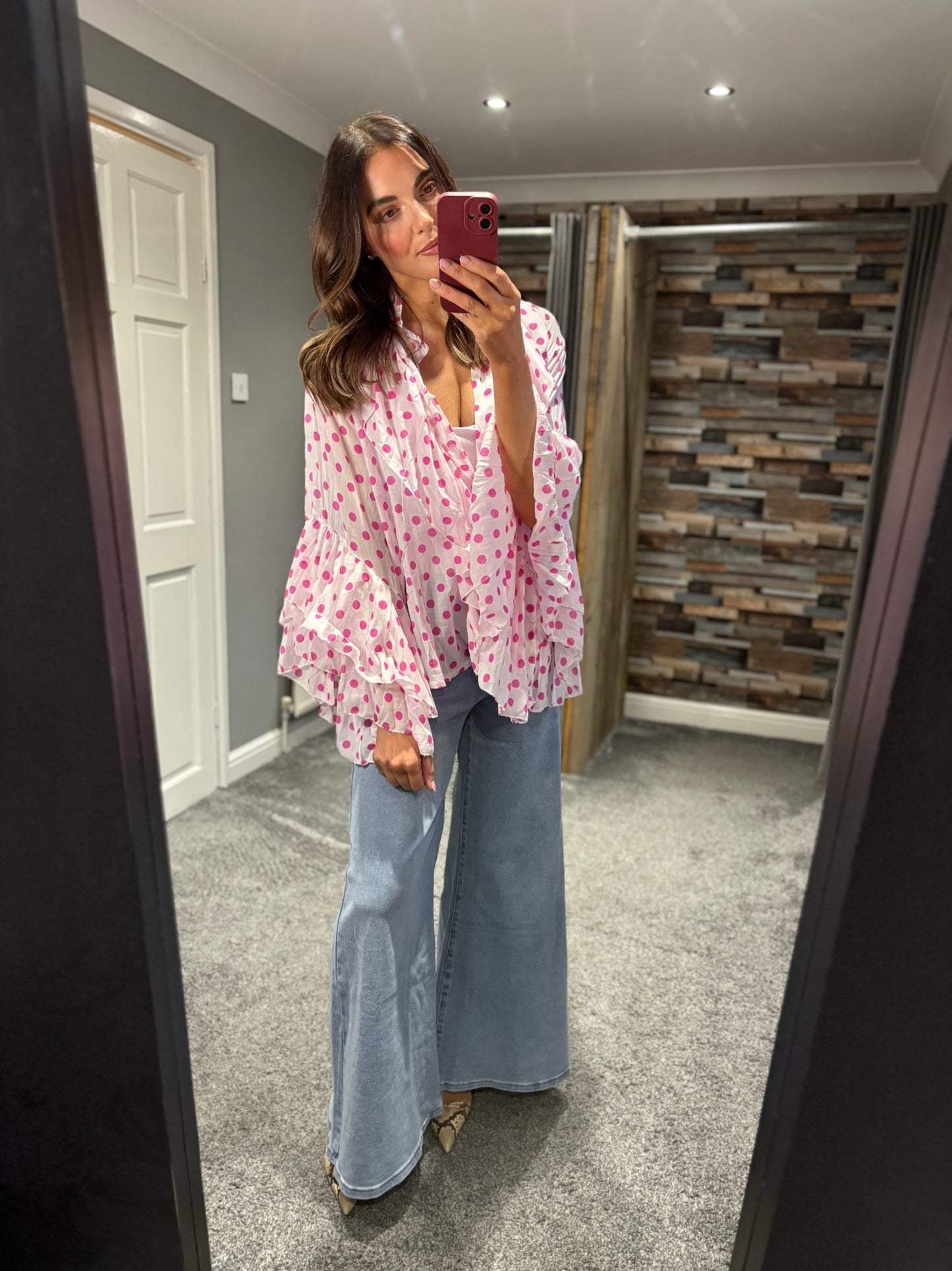 Spotty Frill Sleeve Blouse