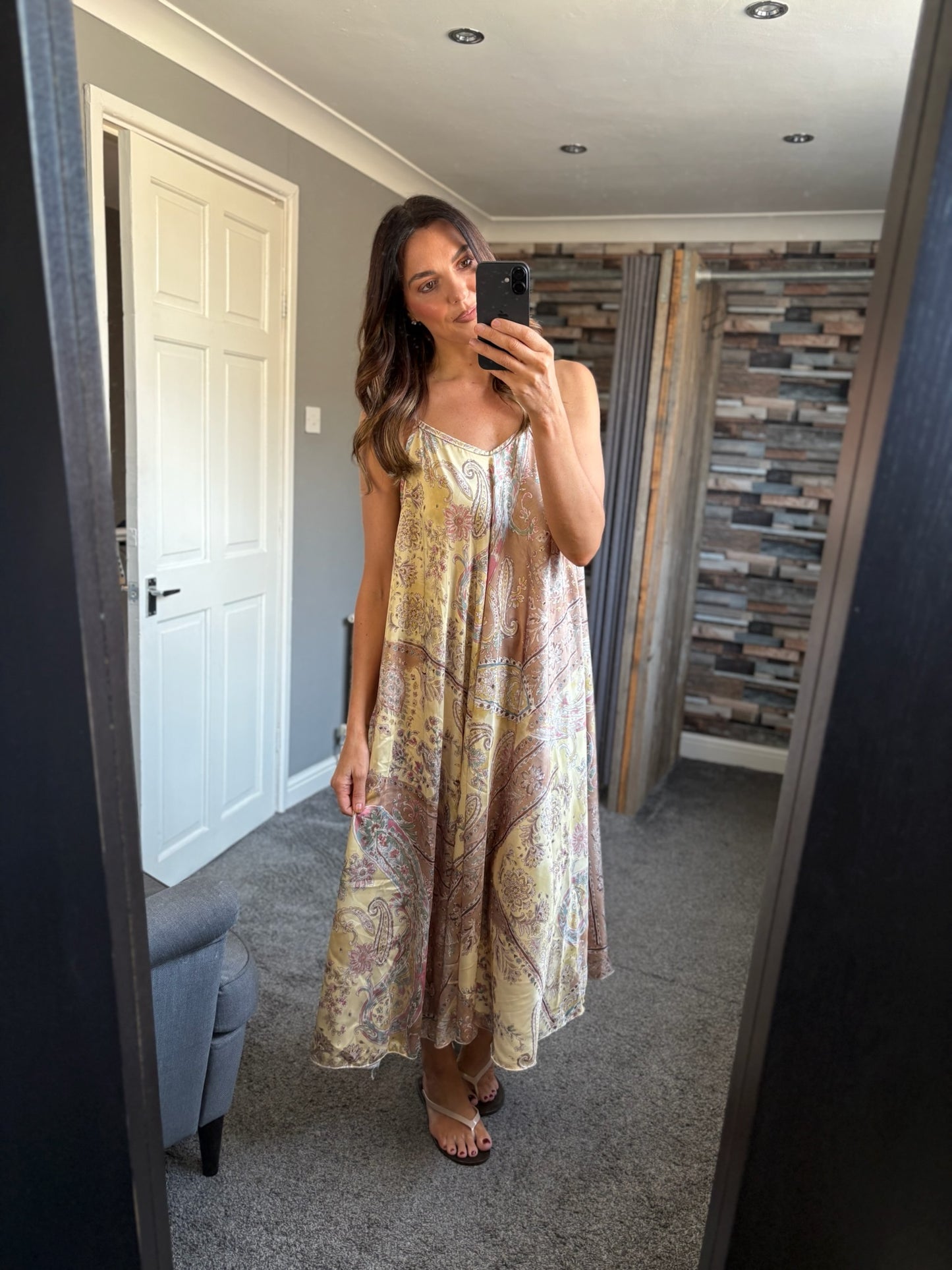 Paisley Satin Slip Dress