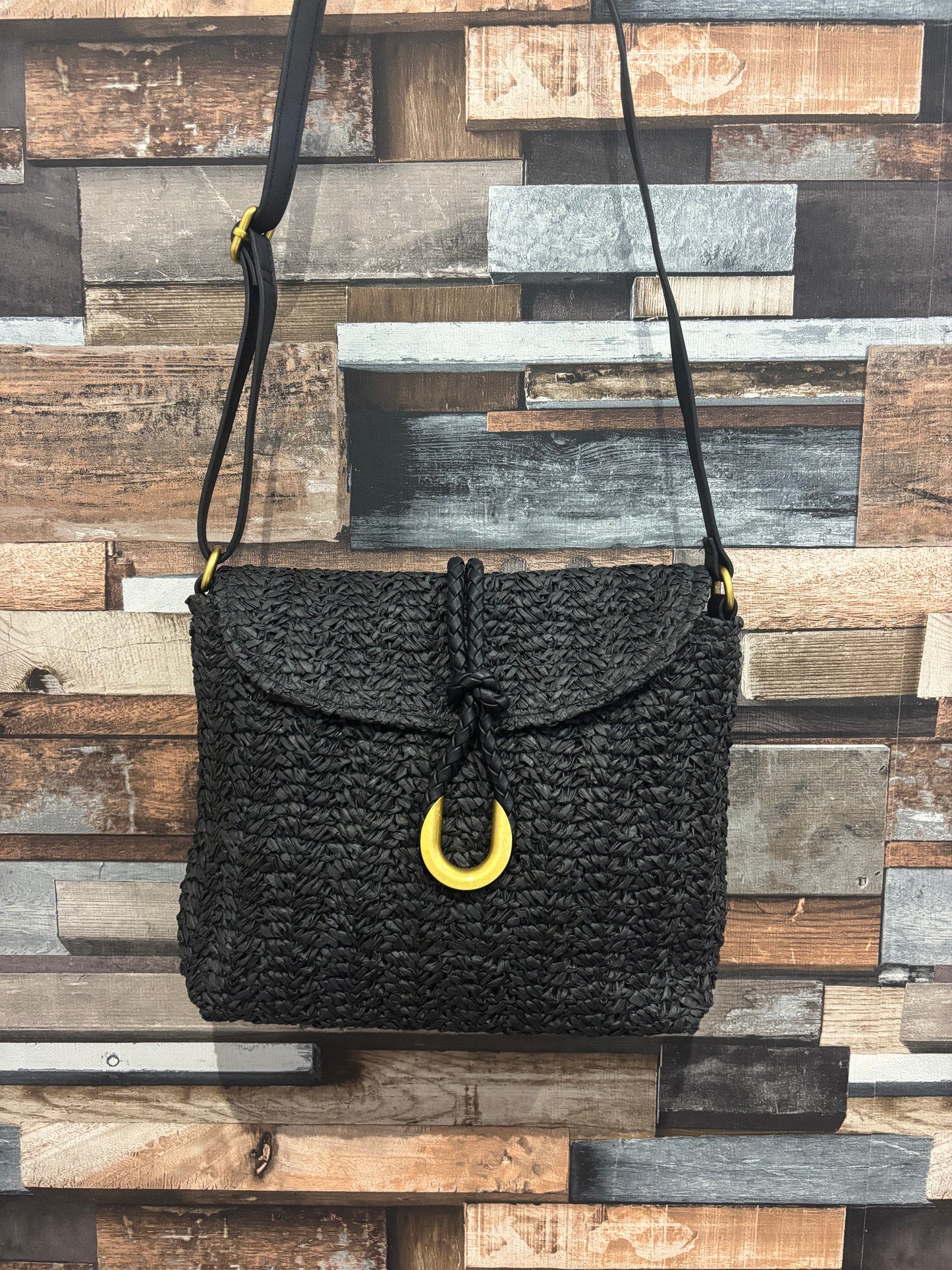 Woven ring detail crossbody bag