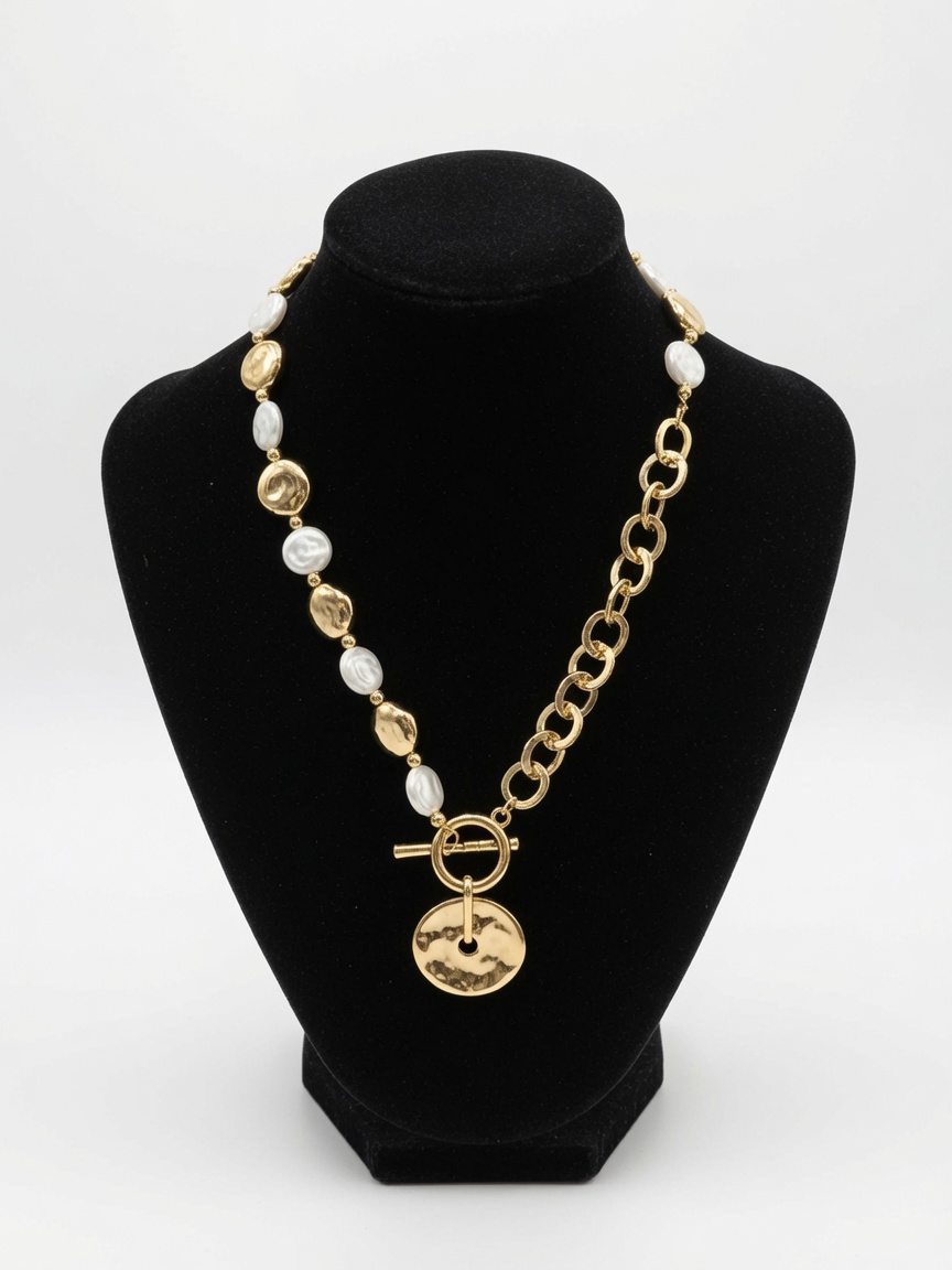 D&X Pearl Disc Necklace